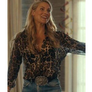 Karen Kane Leopard Print Sheer Silk Blouse